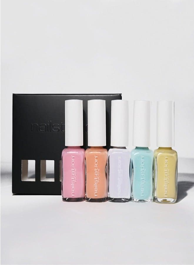 Pastel Rainbow Multicolor Nail Polish Set - Opaque Glossy - Image 1
