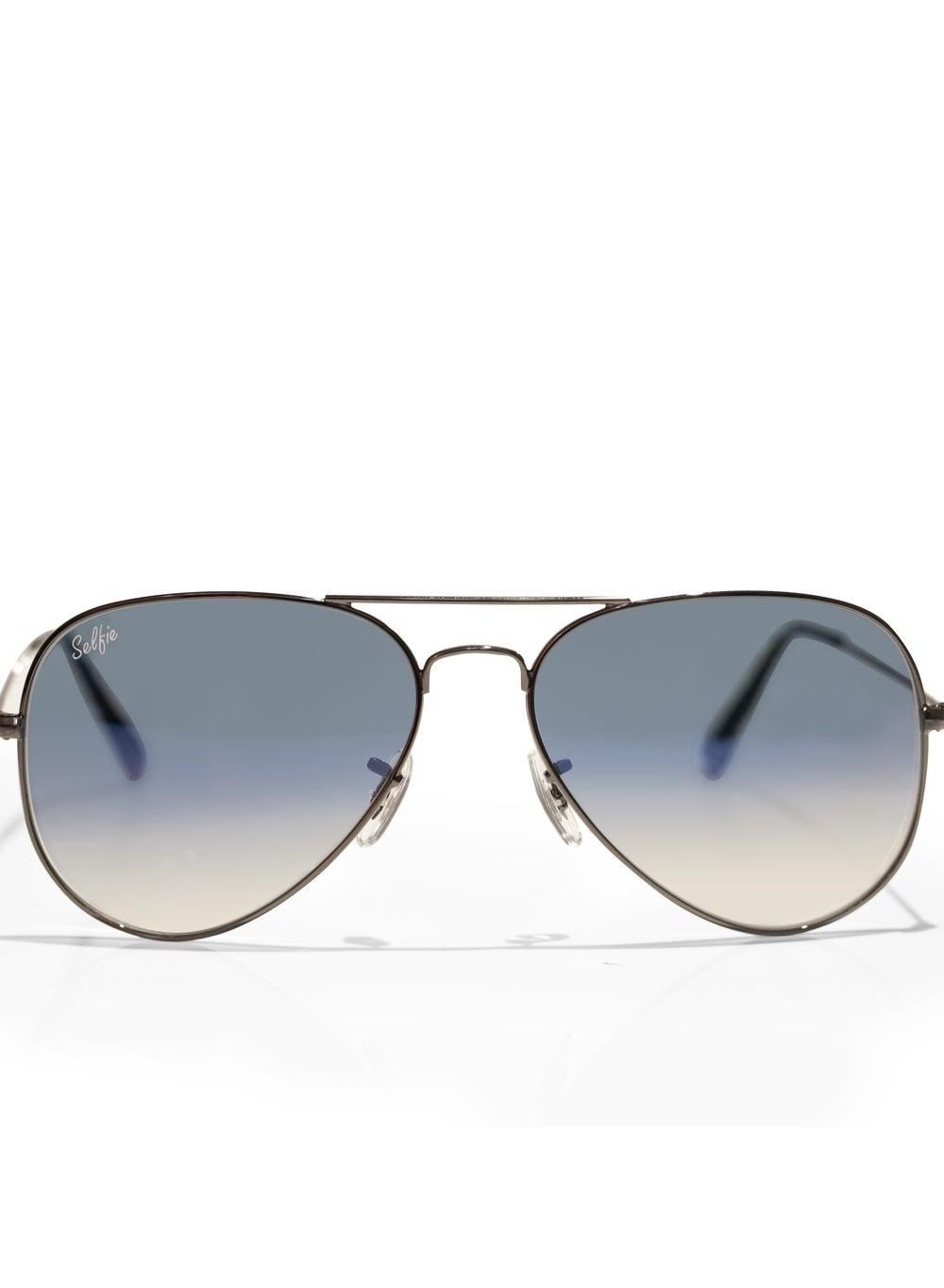 Selfie SE3025-022 Blue Black Aviator Metal Frame Sunglasses - Image 1