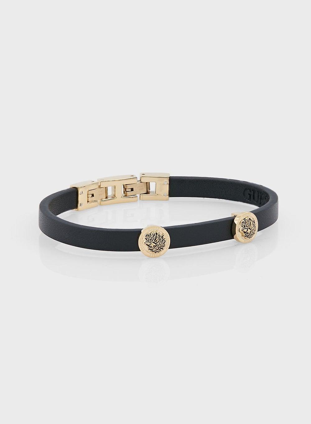 GUESS Jumb03013Jwygt/U Men's Lion Coin Leather Bracelet - Image 1