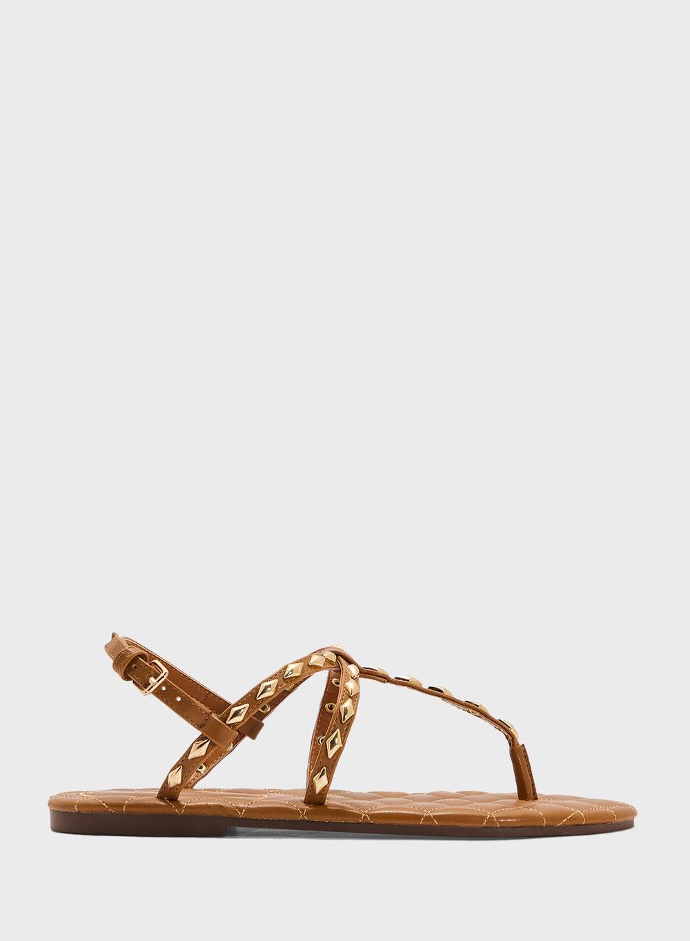 Elegant 933 B90 Studded Thong Flat Sandals for Women - Image 1