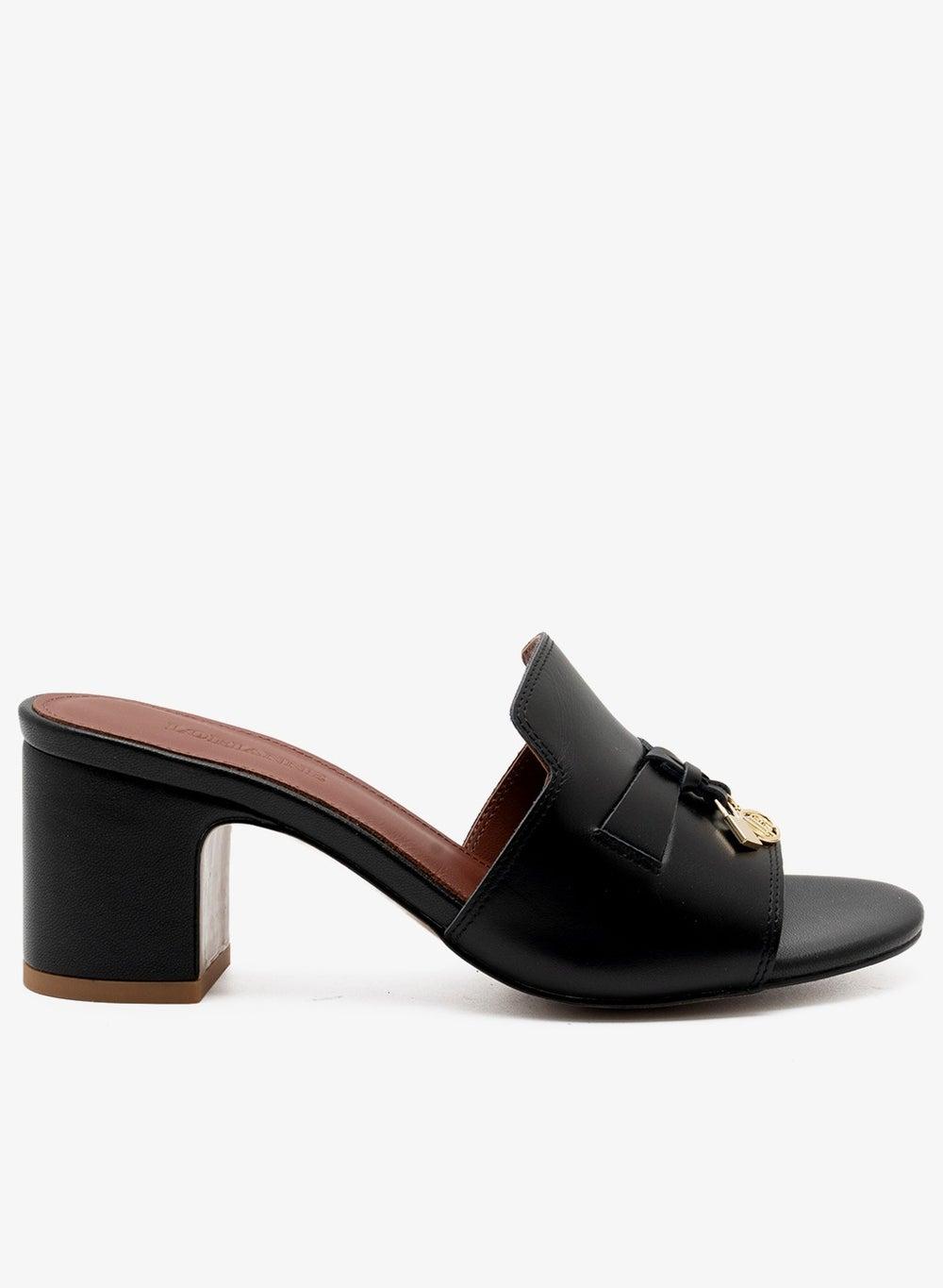 Eudora Chic Black Leather Heeled Sandals - Image 1