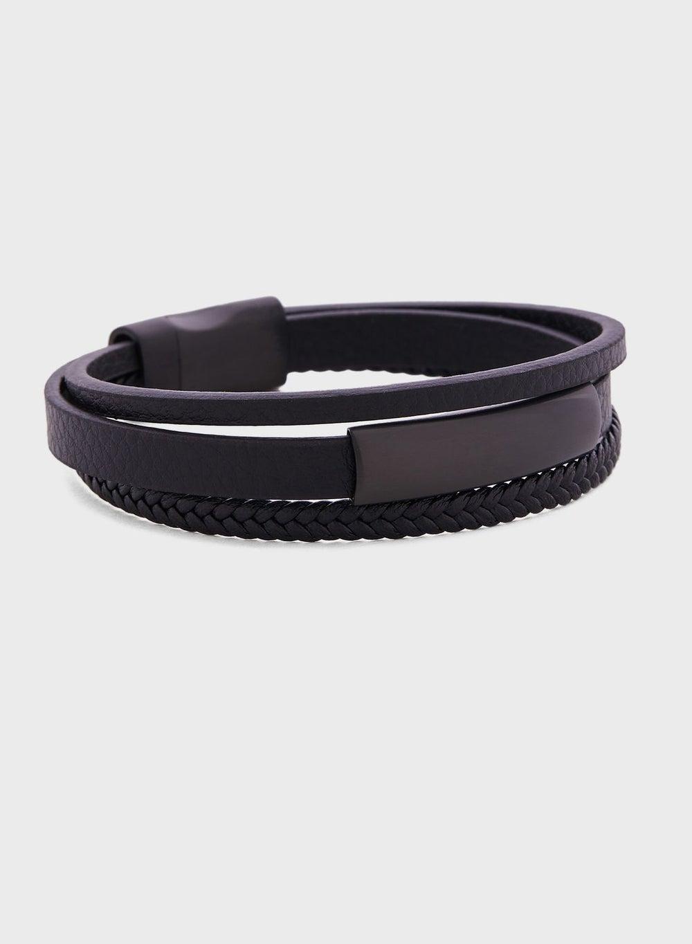 Robert Wood Men's Genuine Leather Casual Bracelet - Image 1