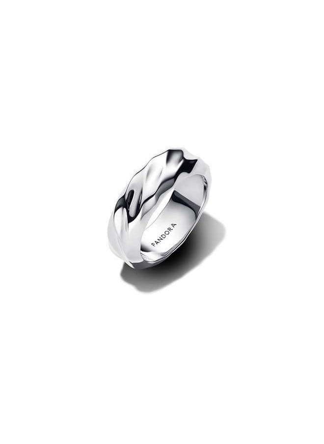 PANDORA Rippled Wide Band Ring - Elegance Unleashed - Image 1