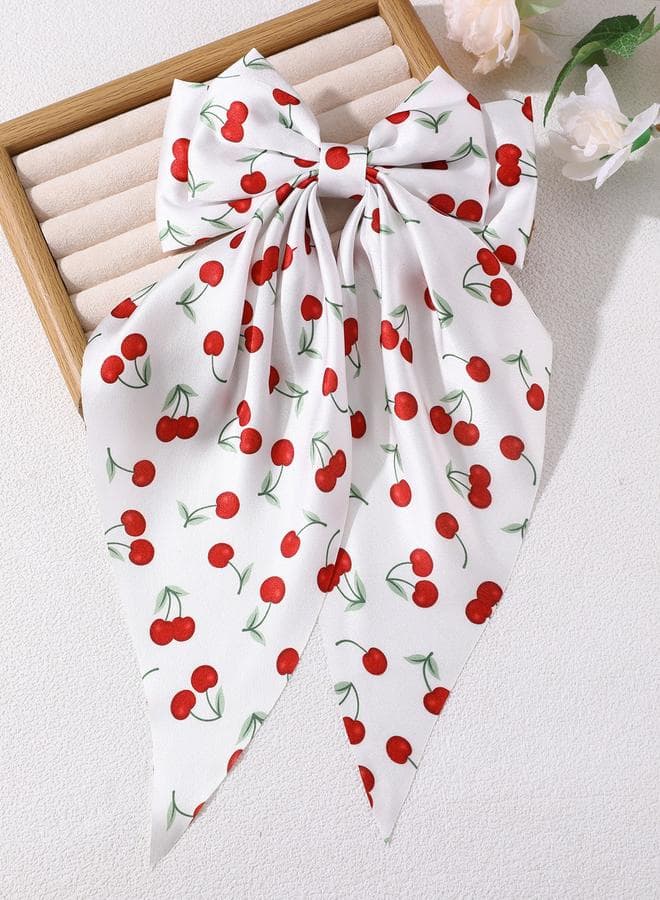Cherry Delight Bow Ribbon Hair Clip - Image 1