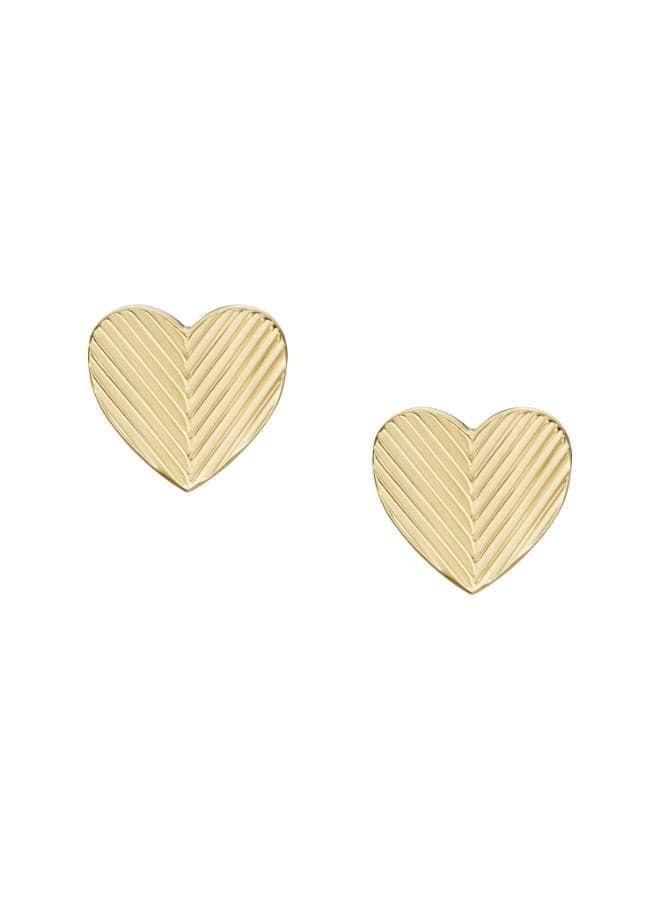 FOSSIL Jf04654710 Elegant Gold-Tone Heart Stud Earrings - Image 1