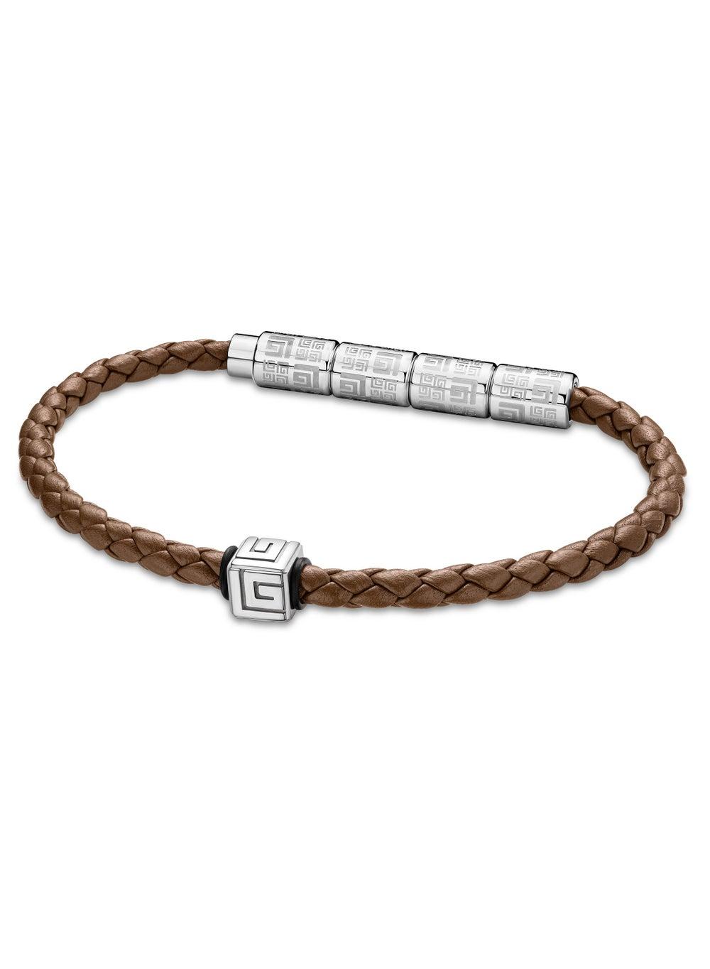 Guy Laroche Gabriel Brown & Silver Leather Men's Bracelet - Image 1