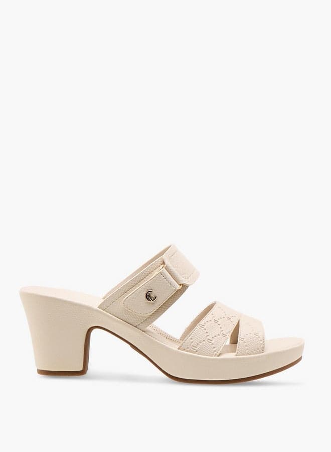 Textured Beige Block Heel Sandals - Model 9825 41 - Image 1