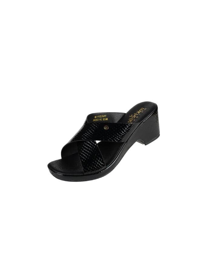 Michelle Morgan 114RJ211 Elegant Black Wedge Sandals - Image 1