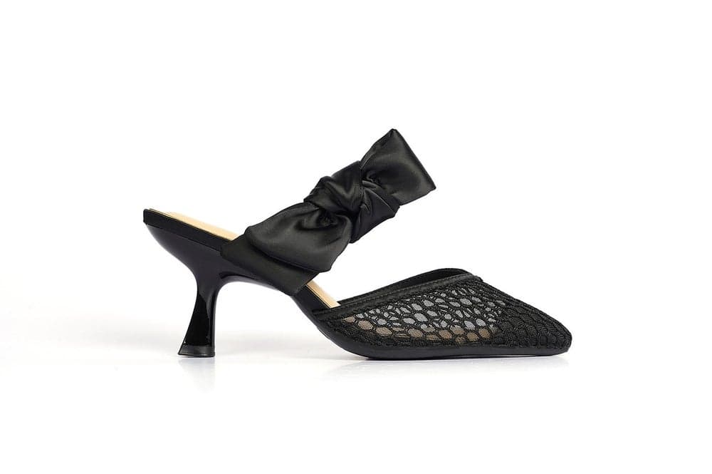 Elegant Bow-Accented Heeled Mules for Women - Image 1