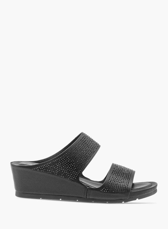 Bzz39286 2Black: Elegant Women's Embellished Wedge Sandals - Image 1