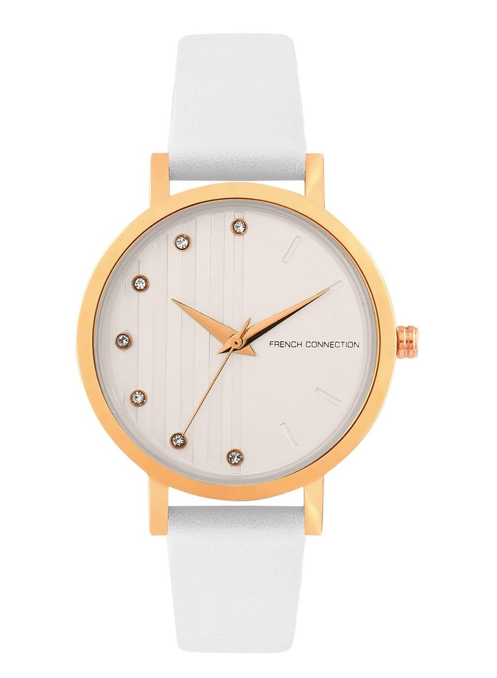 French Connection Elegance: 33mm Quartz Leather-Strap Watch - Image 1
