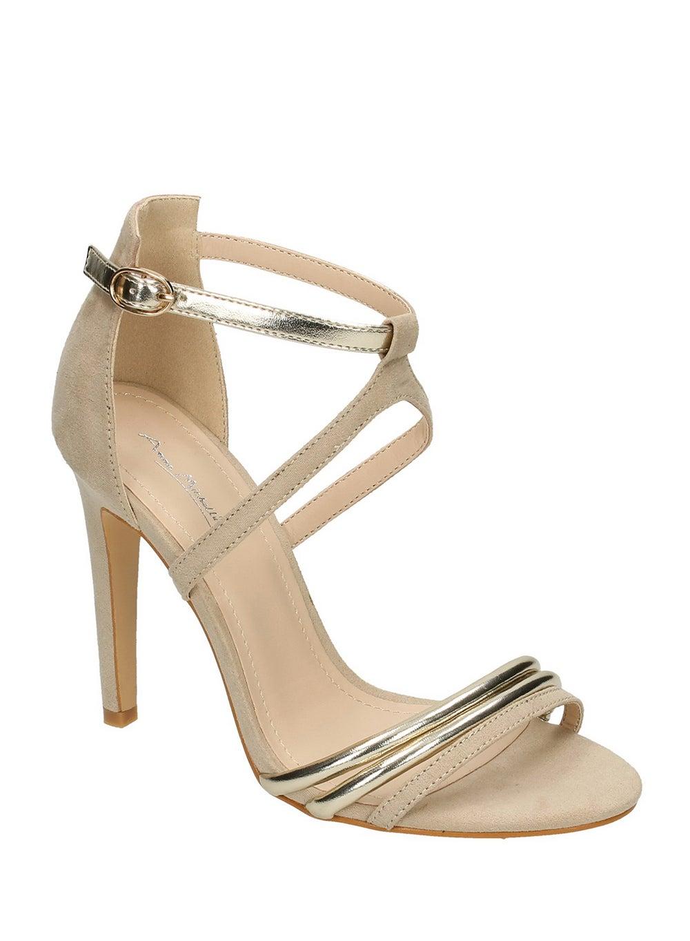 Elegant F10695Um1 Nude High Heel Sandals with Metallic Straps - Image 1
