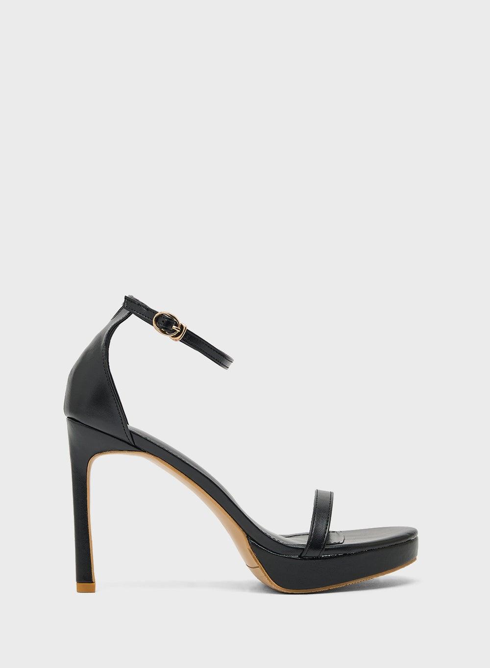 Elevate Your Style: Luxurious Black Heeled Platform Sandal - Image 1