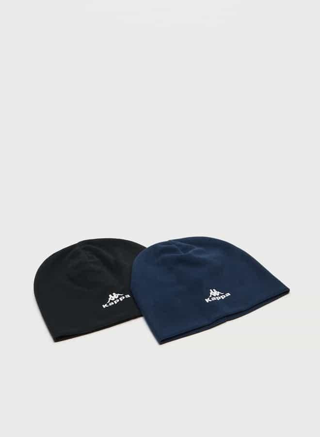Kappa Logo Print Beanie Cap Duo for Men - Image 1