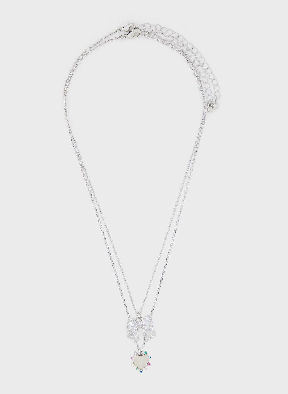 Ginger Heart Bow Pendant Duo - Elegant Necklaces for Women - Image 1