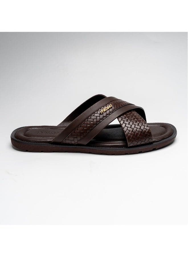 MATIAS Luxe Brown Slides for Men - Image 1