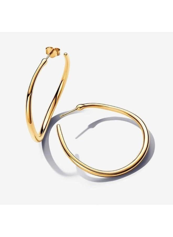 PANDORA 14K Gold-Plated Organic Open Hoop Earrings - Image 1