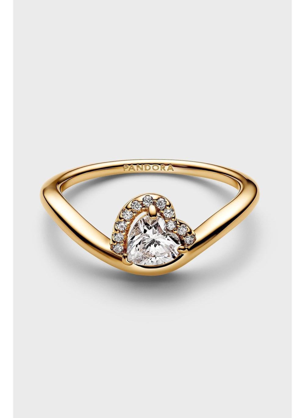 PANDORA Gold-Plated Wave Heart Ring for Women - Image 1