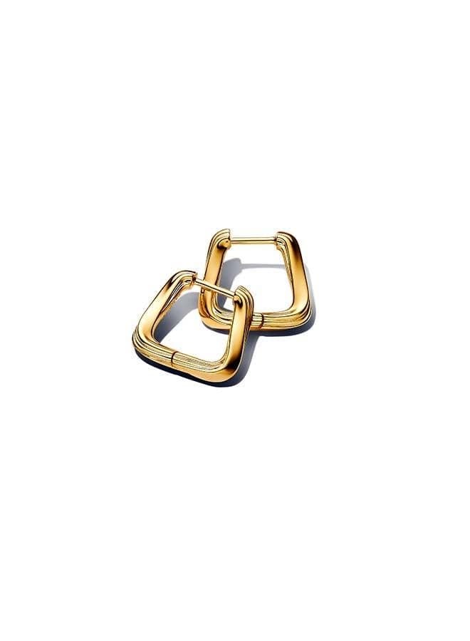 PANDORA Twisted Triangle 14k Gold-Plated Small Hoops - Image 1