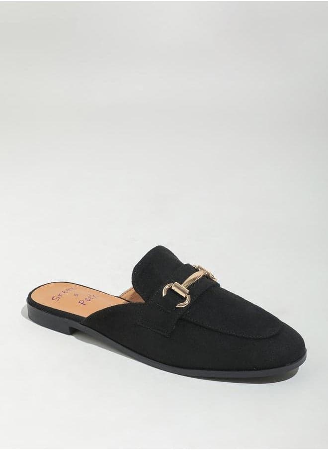 Sneak-a-Peek Black Metal Accent Slip On Mules - Image 1