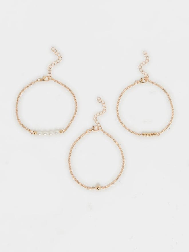 Styli Beaded Elegance - Trio Anklet Set for Women - Image 1
