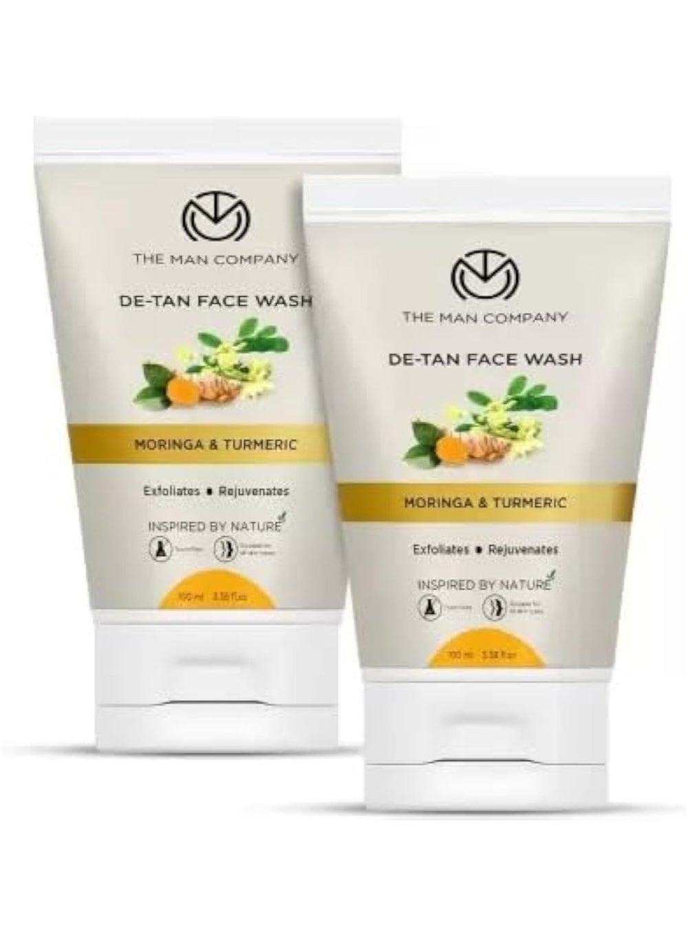 Premium De-Tan Face Wash with Turmeric & Moringa - 100ml Twin Pack - Image 1
