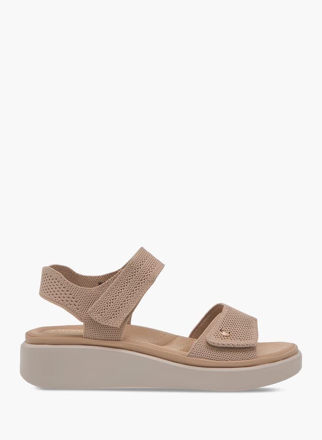 G8032 11Beige Elegant Textured Women's Flat Sandals - Image 1