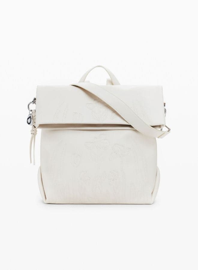 DESIGUAL Chrome Flap Elegance - White Medium Backpack - Image 1