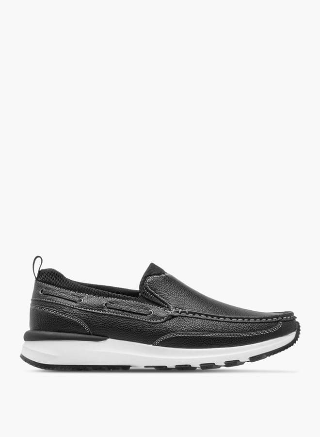 HS8891Black Men's Elegant Panelled Slip-On Loafers - Image 1