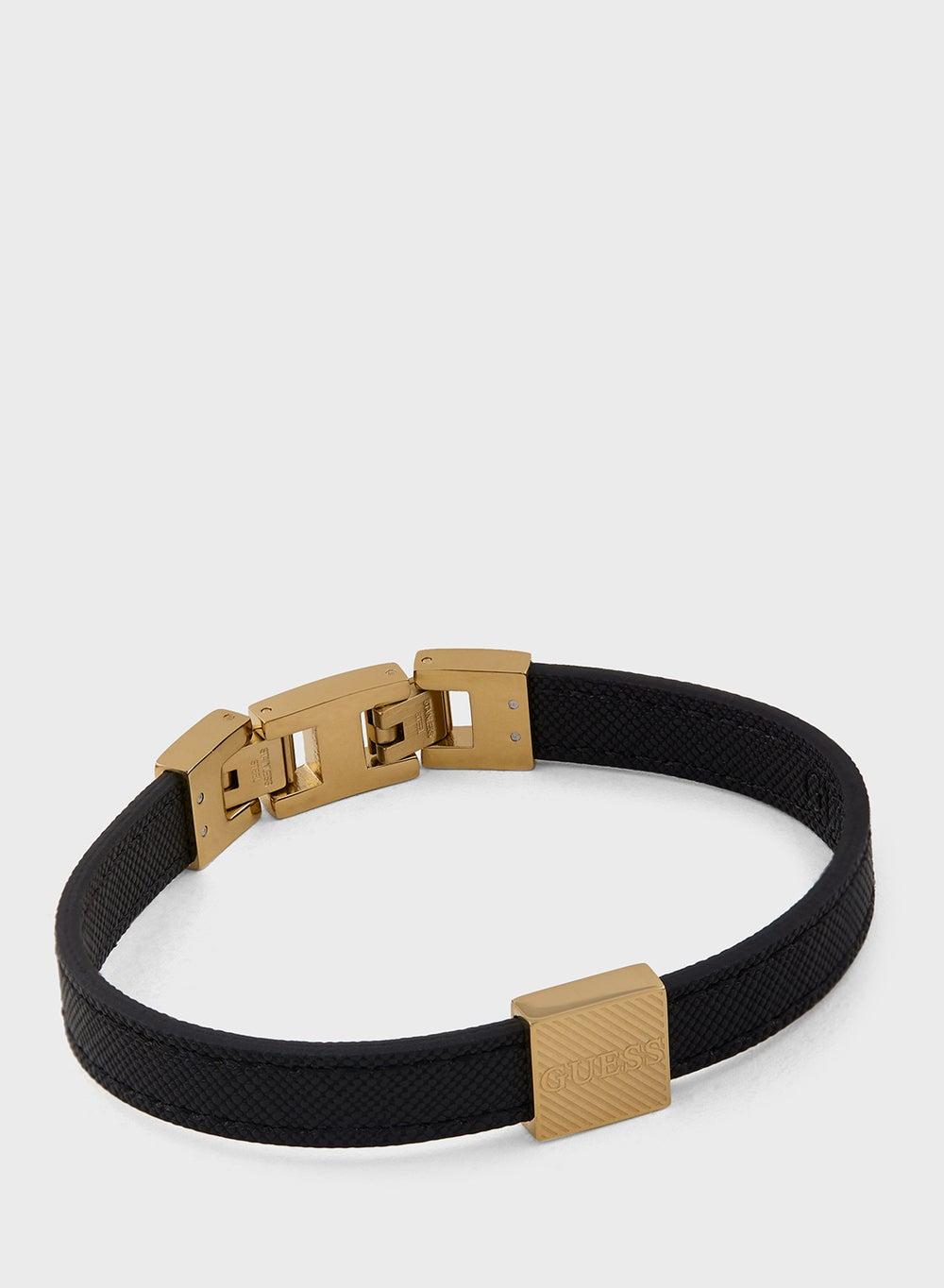 GUESS Bond Street Black Leather Men's Bracelet - Image 1