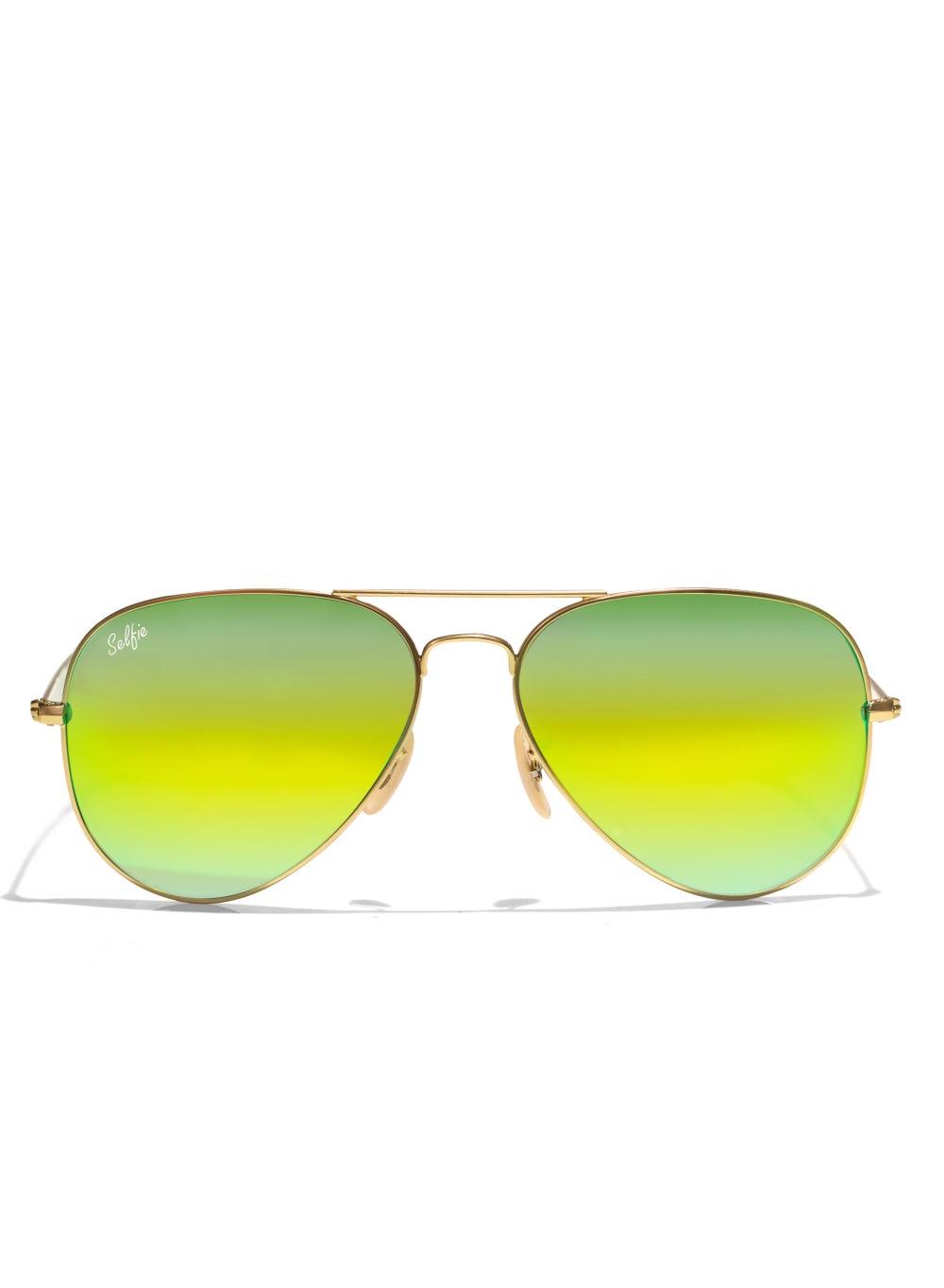 Selfie SE3025-014 Aviator Yellow Gold UV 400 Sunglasses - Image 1