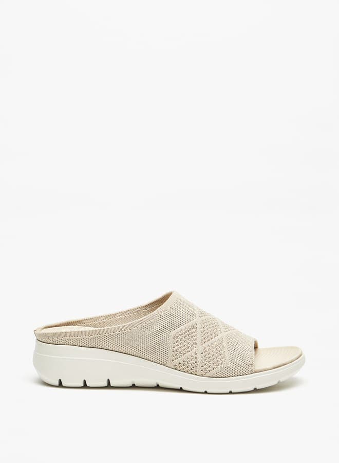 Bza21219 30Beige Elegant Textured Slide Sandals for Women - Image 1