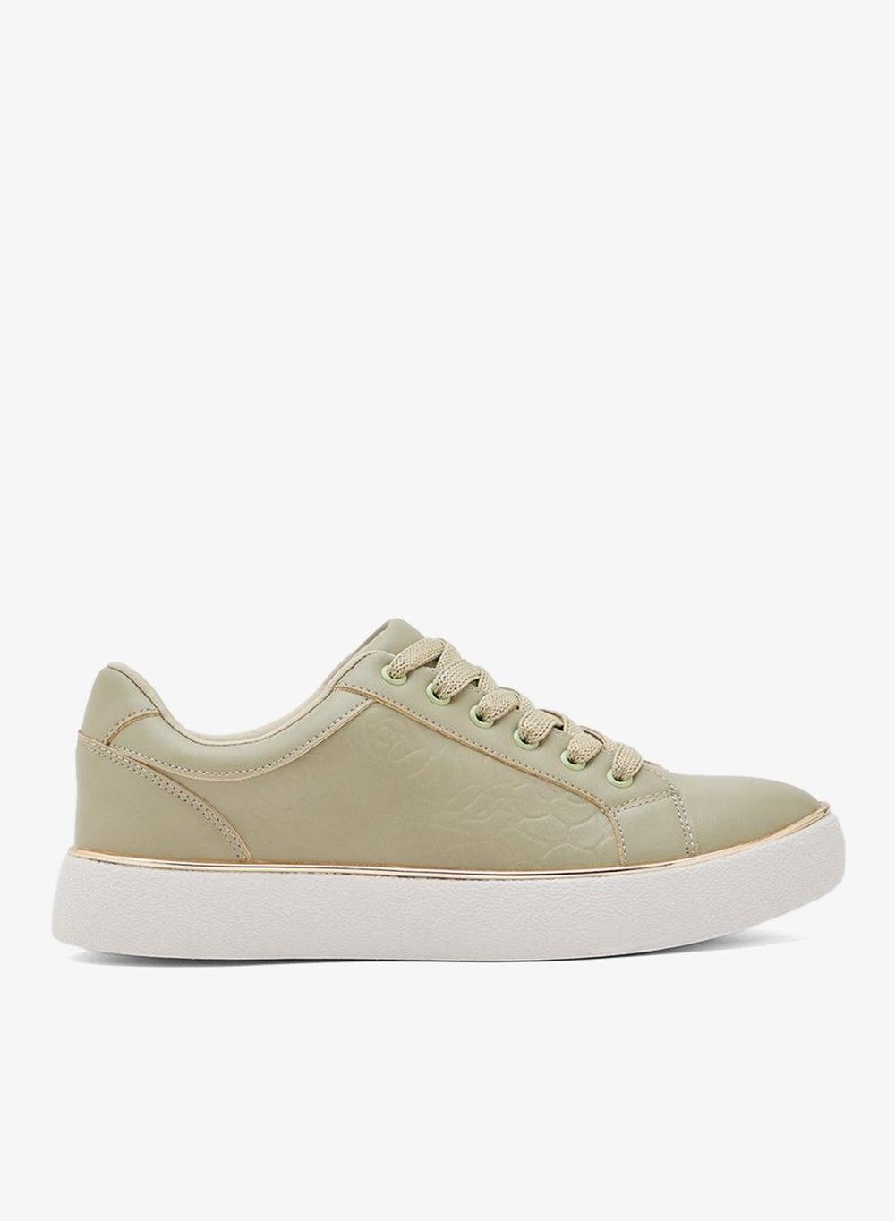 M2 Floral Embossed Green Low-Top Sneakers - Image 1