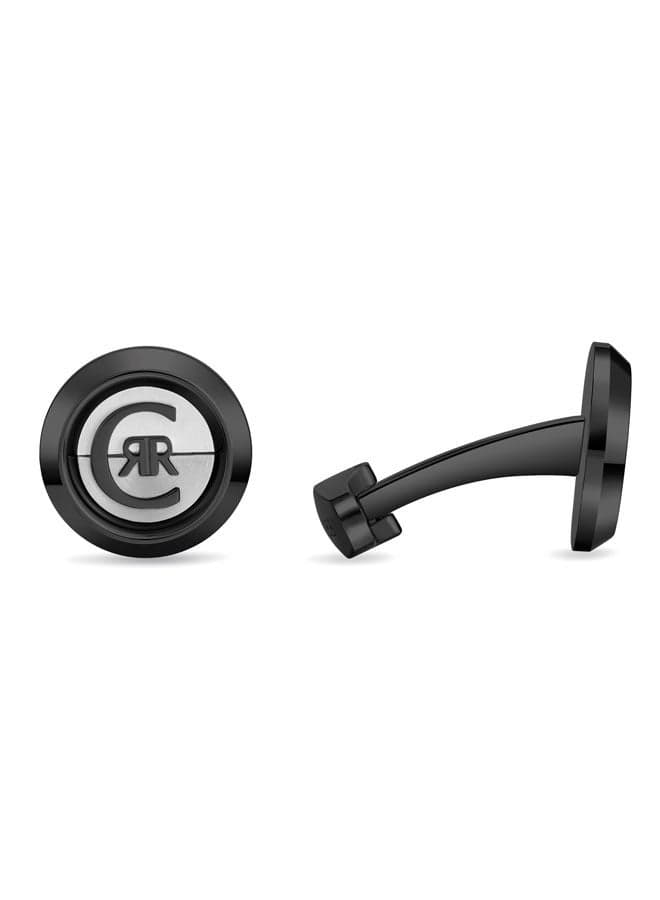 CERRUTI 1881 Renato Elegant Two-Tone Grey & Black Cufflinks - Image 1