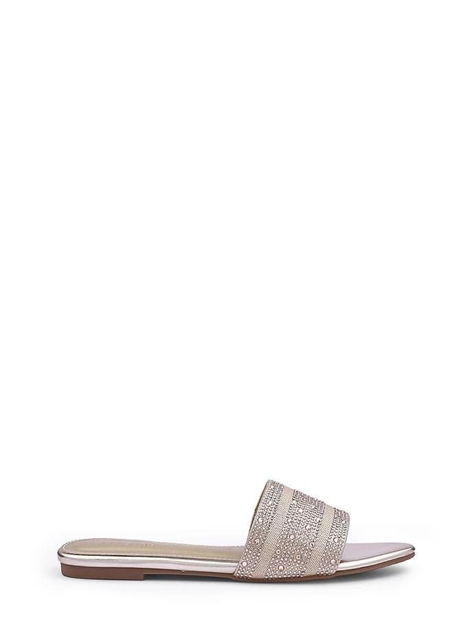 Elegant Gold Rhinestone Slide Sandals for Women - Image 1