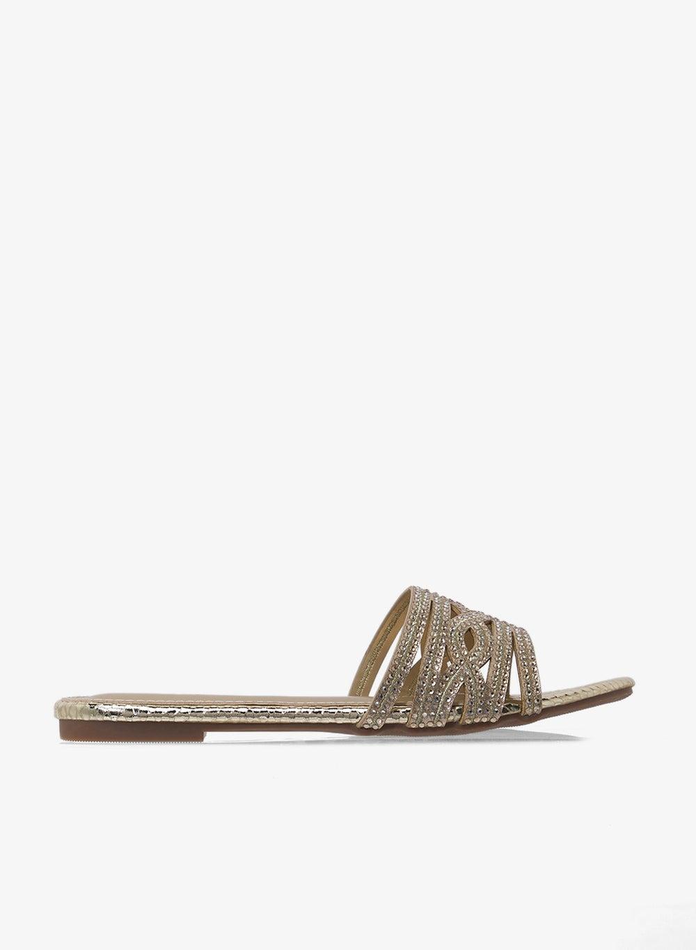 Golden Hue Flat Sandals Vhl201821499: Elegance Redefined - Image 1
