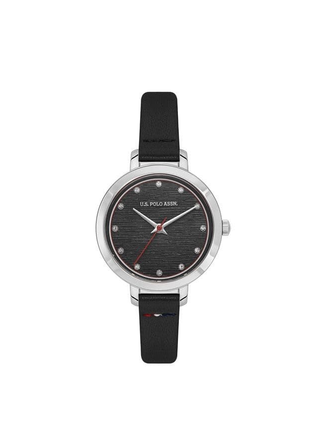 U.S. Polo Assn. Stile 31mm Black Leather Women's Watch - Image 1