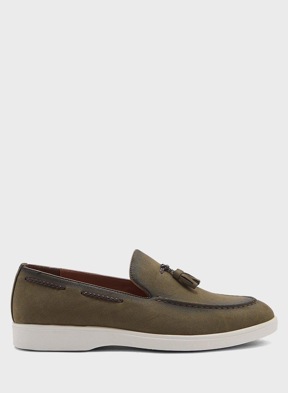 Rw2606 Tassel Detail Elegance: Men's Green Casual Loafers - Image 1