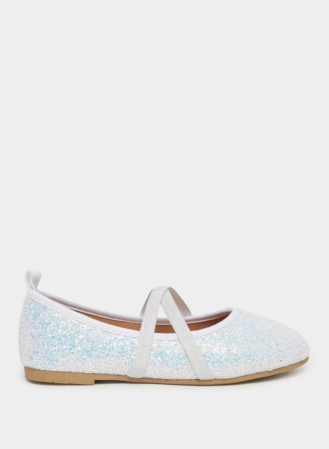 Styli Blue Sequin Embellished Slip-On Ballerinas - Image 1