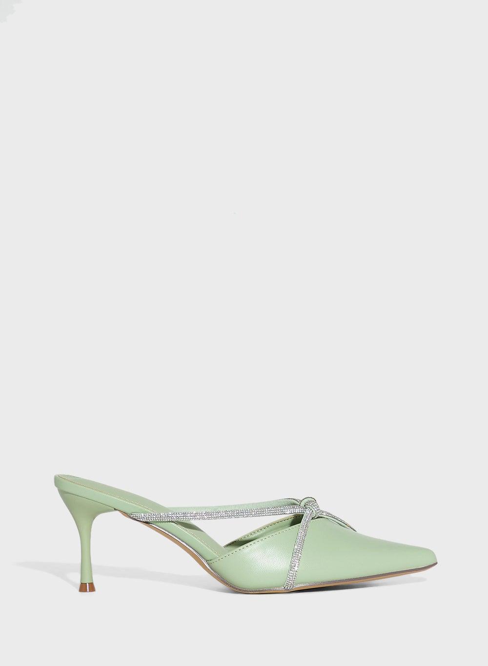Elegant Sage Diamante Knot Detail Pump Style 1936 F48 - Image 1