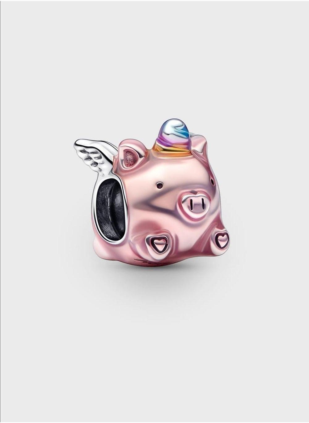 PANDORA Sterling Silver Flying Pig Charm with Enamel - Image 1