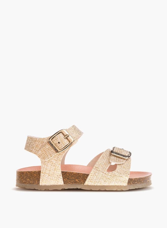 Elegant Beige 439933Beige Girls' Strap Sandals - Image 1