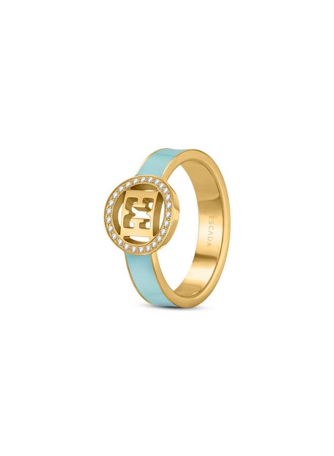 ESCADA Isabella Gold Ion-Plated Ring with Blue Enamel - Image 1