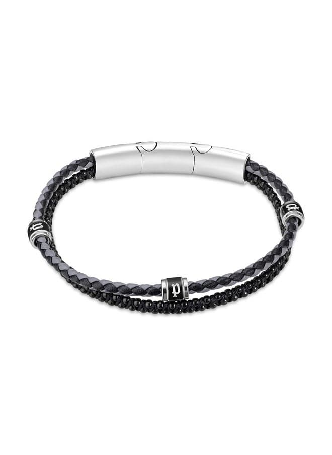 POLICE 180 Twinrow Bracelet: Bold Double Black Leather - Image 1