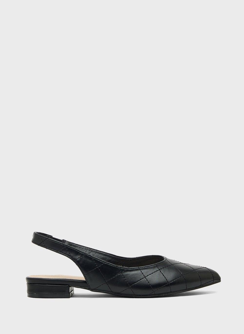 Elegant Black Pointed Slingback Ballerina Flats - Image 1