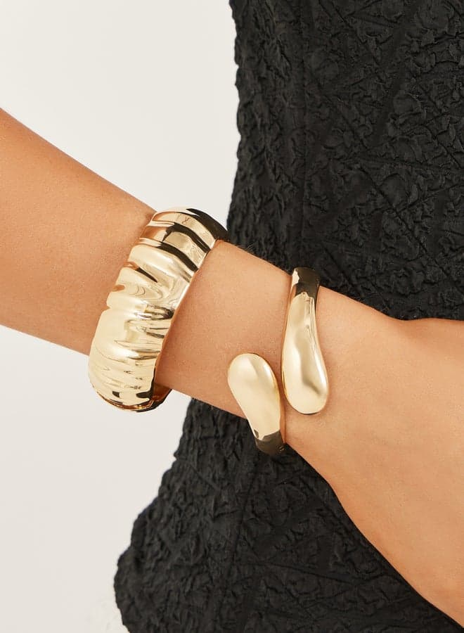 Styli Gold Plated Elegance - Bangle and Cuff Set for Women - Image 1