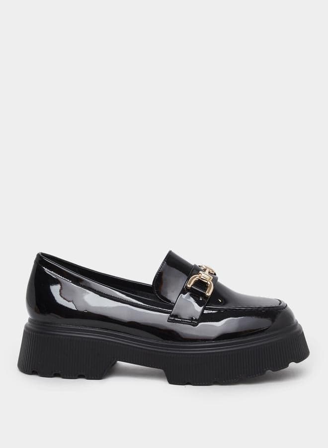 Elegant Styli Black Patent Leather-Inspired Loafers - Image 1