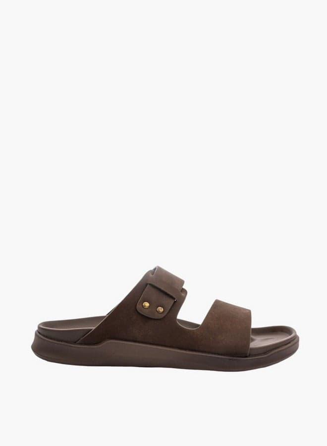 Elegant GS R601 Men's Solid Brown Slip-On Sandals - Image 1