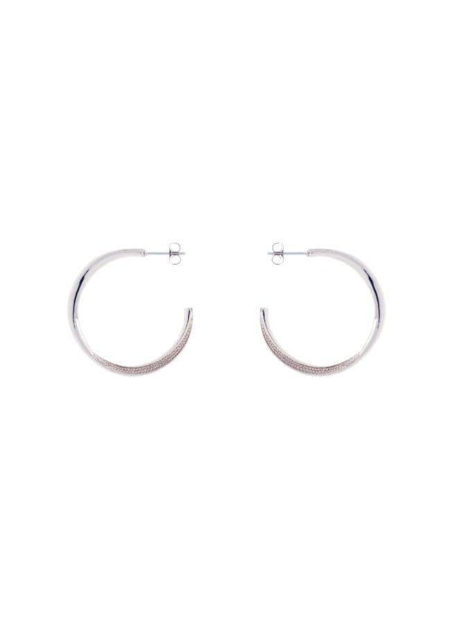 Karen Millen Silver-Tone Textured Twist Hoop Earrings - Image 1