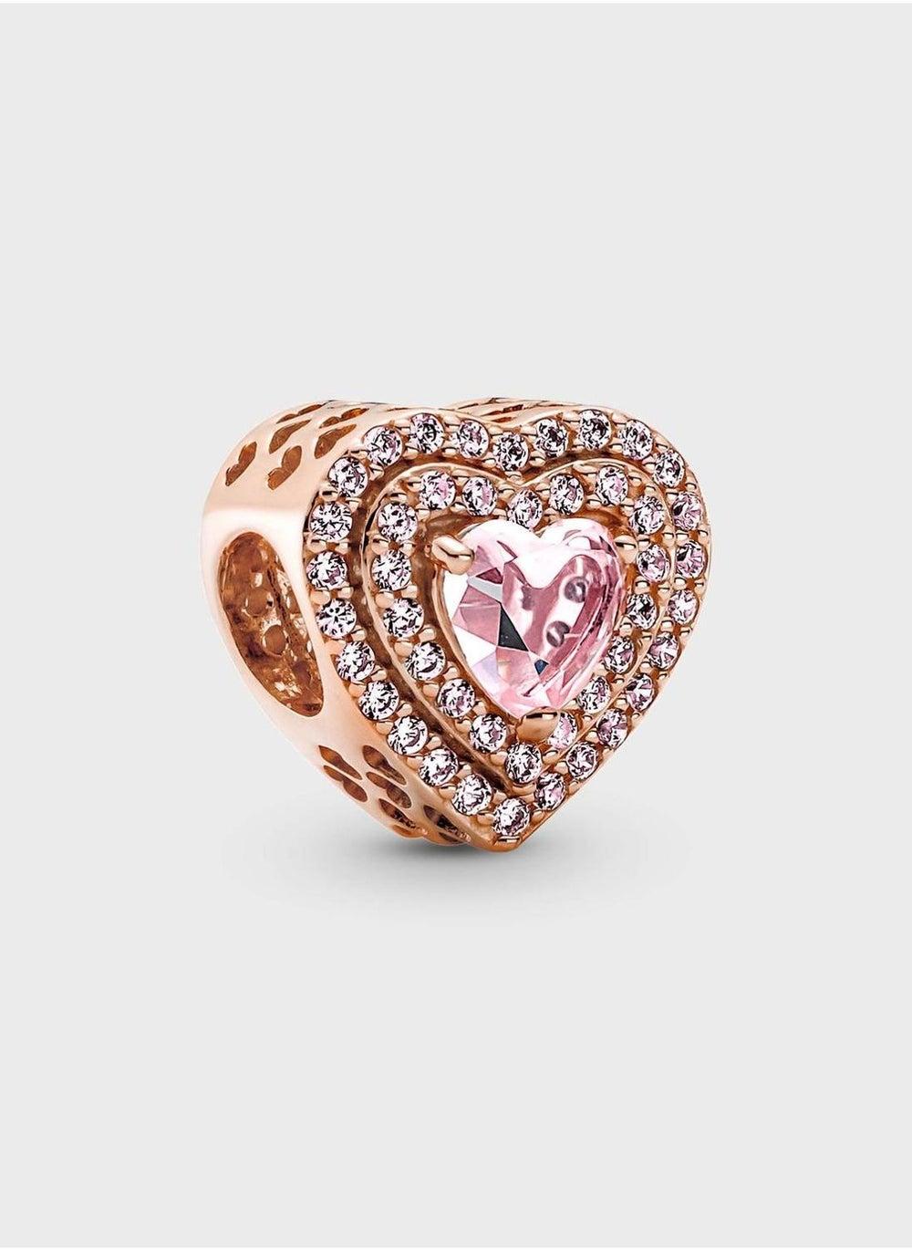 PANDORA Elevated Heart Charm with Pink Crystals - Image 1